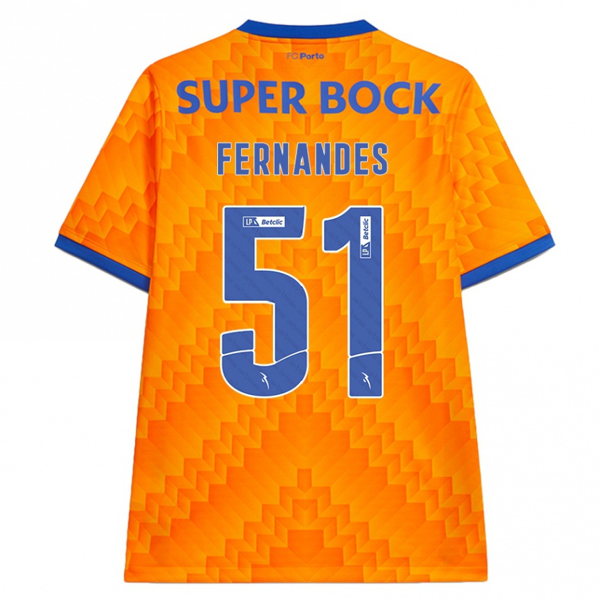 Kinder Fußball Diogo Fernandes #51 Orange Auswärtstrikot Trikot 2024/25 T-Shirt Luxemburg