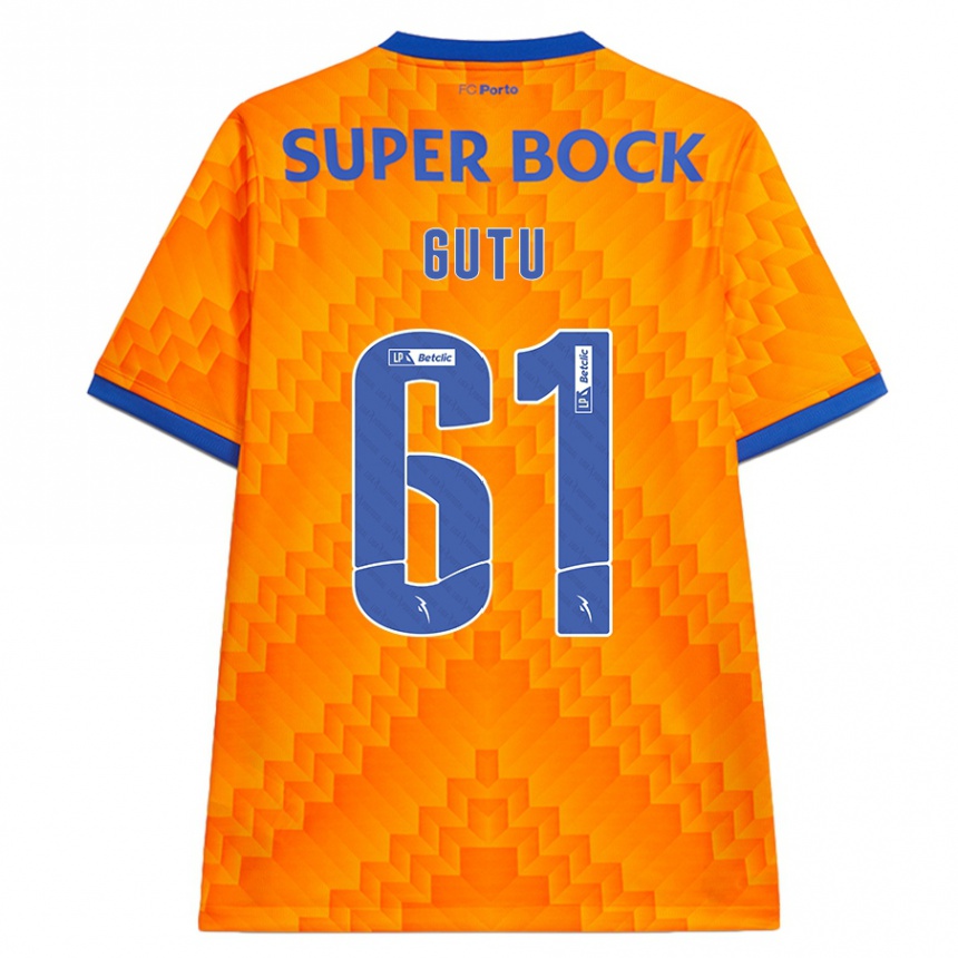 Kinder Fußball Denis Gutu #61 Orange Auswärtstrikot Trikot 2024/25 T-Shirt Luxemburg