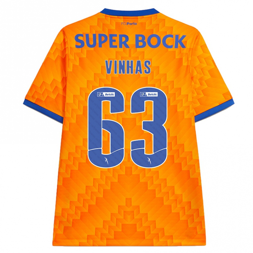 Kinder Fußball David Vinhas #63 Orange Auswärtstrikot Trikot 2024/25 T-Shirt Luxemburg