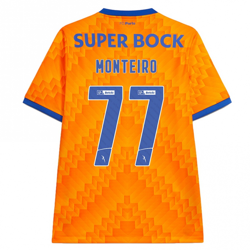 Kinder Fußball Rui Monteiro #77 Orange Auswärtstrikot Trikot 2024/25 T-Shirt Luxemburg