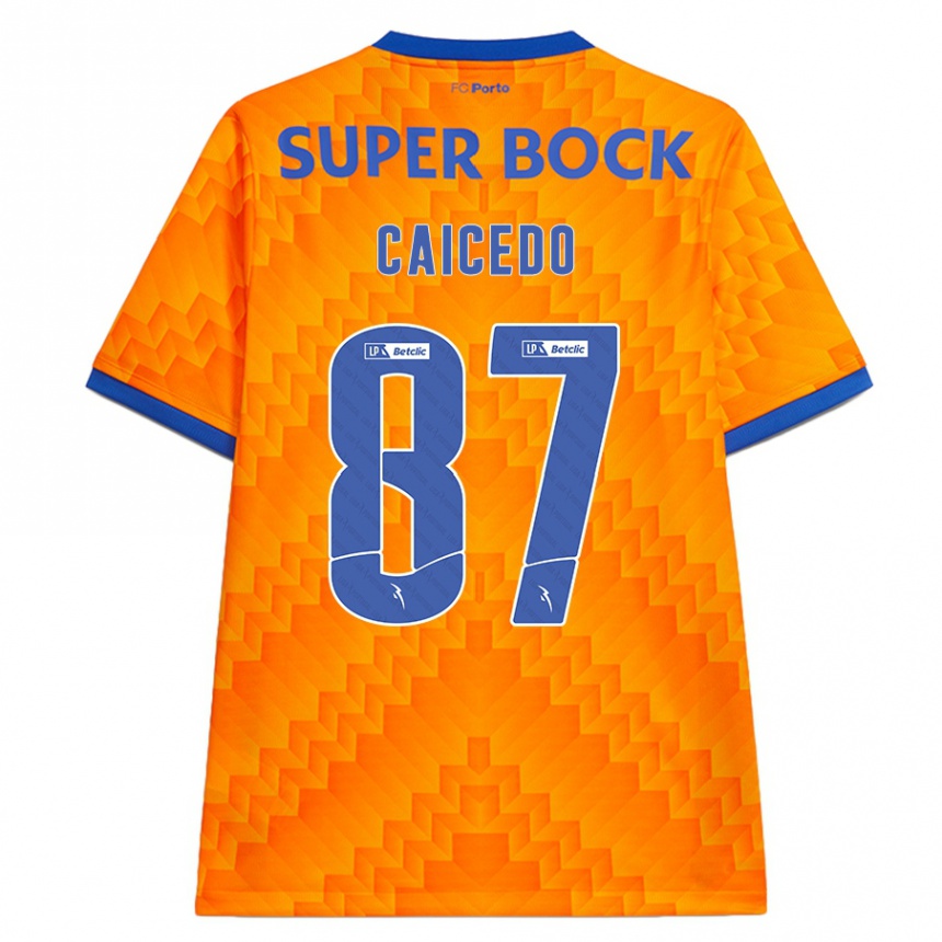 Kinder Fußball Brayan Caicedo #87 Orange Auswärtstrikot Trikot 2024/25 T-Shirt Luxemburg