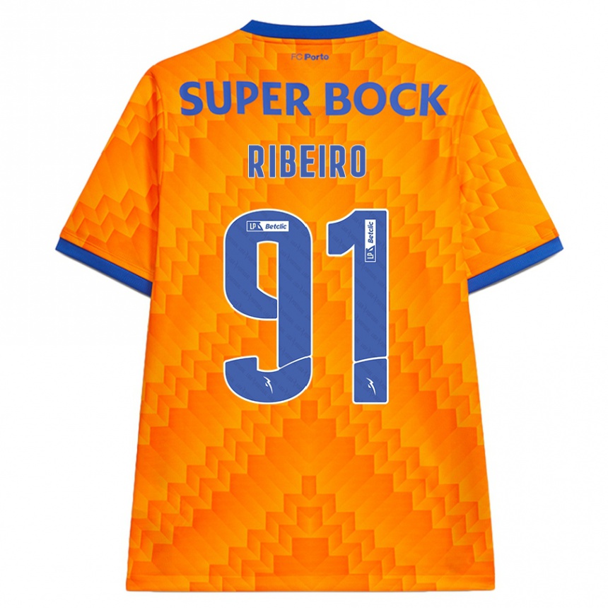 Kinder Fußball Gonçalo Ribeiro #91 Orange Auswärtstrikot Trikot 2024/25 T-Shirt Luxemburg