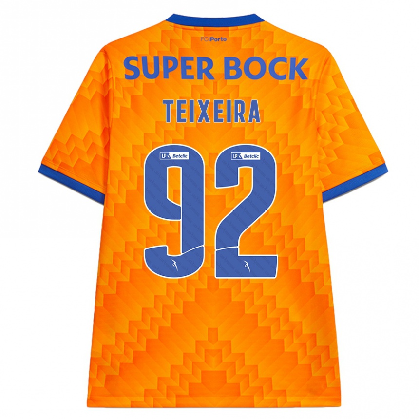 Kinder Fußball João Teixeira #92 Orange Auswärtstrikot Trikot 2024/25 T-Shirt Luxemburg