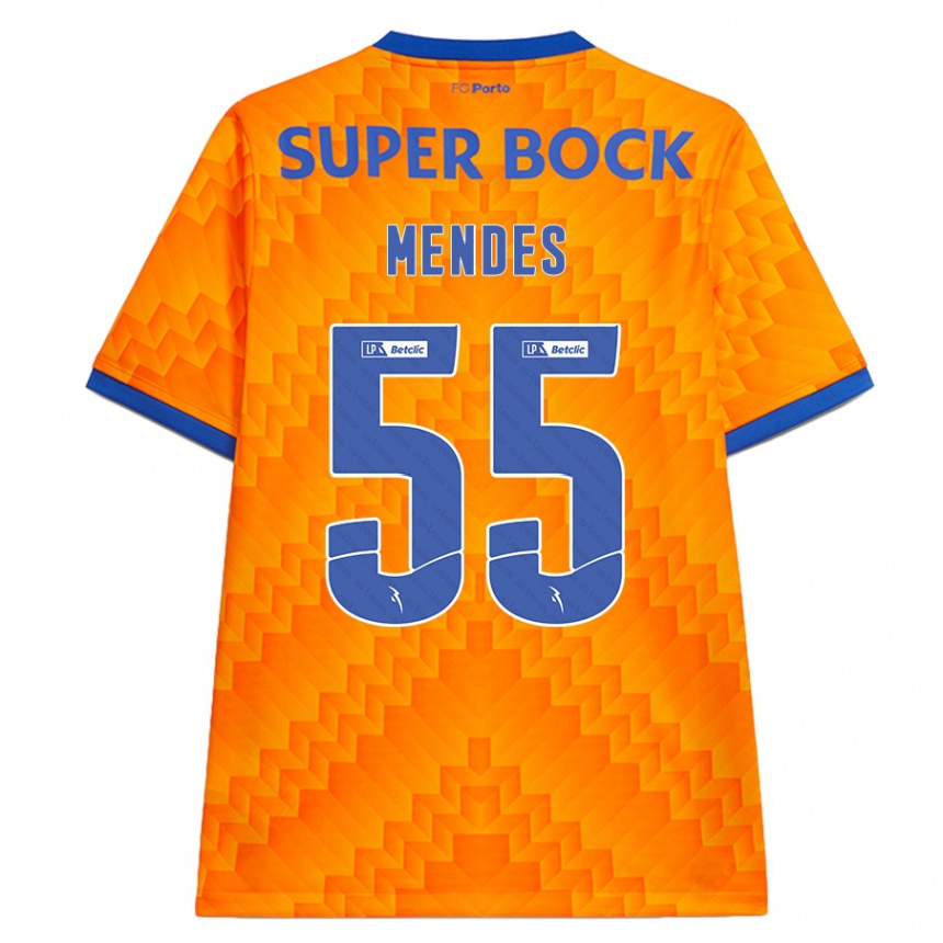 Kinder Fußball João Mendes #55 Orange Auswärtstrikot Trikot 2024/25 T-Shirt Luxemburg