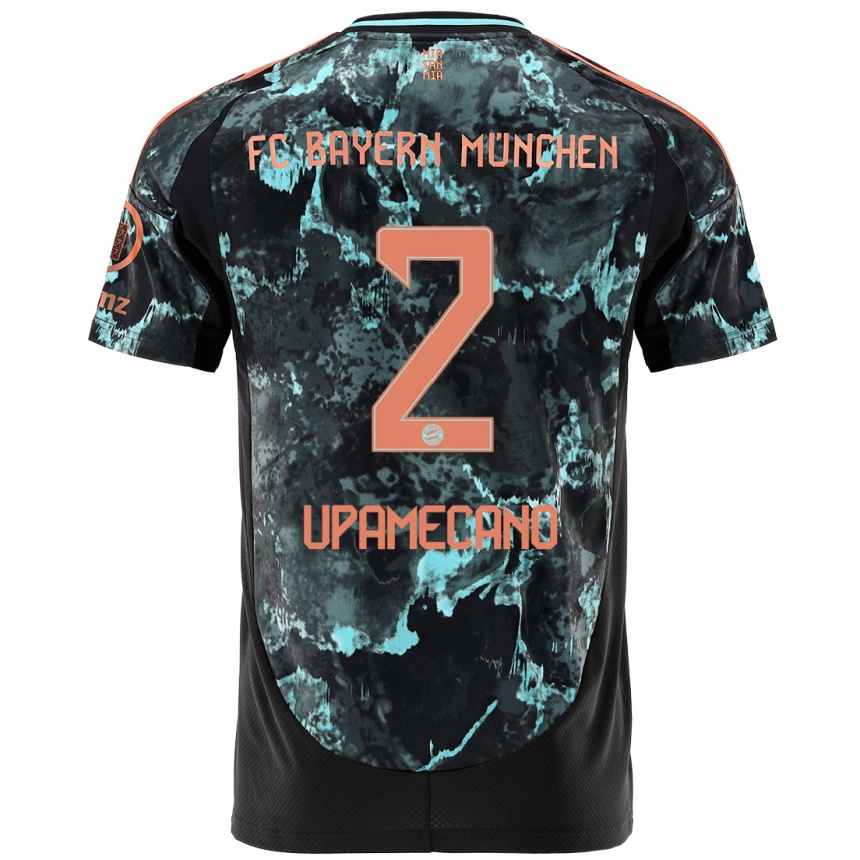 Kinder Fußball Dayot Upamecano #2 Schwarz Auswärtstrikot Trikot 2024/25 T-Shirt Luxemburg