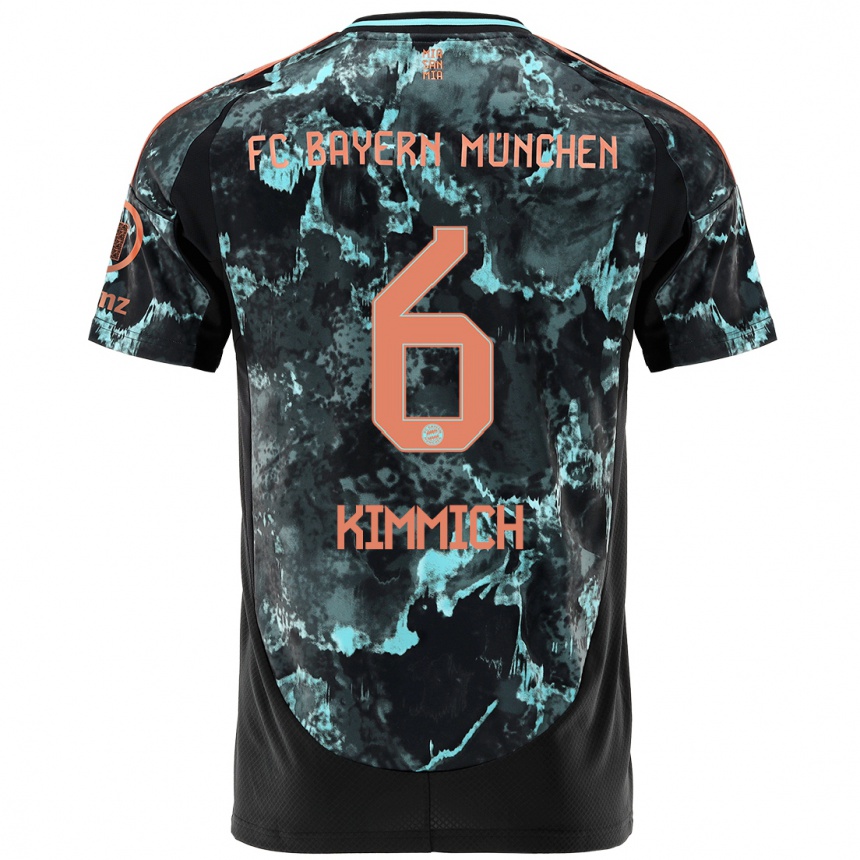 Kinder Fußball Joshua Kimmich #6 Schwarz Auswärtstrikot Trikot 2024/25 T-Shirt Luxemburg