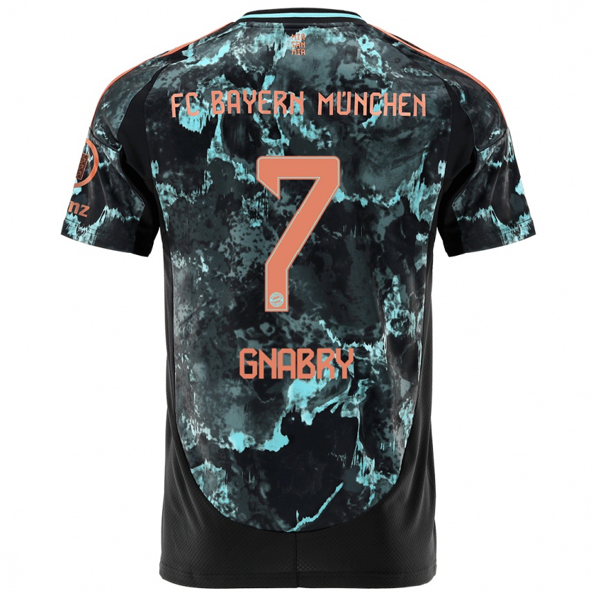 Kinder Fußball Serge Gnabry #7 Schwarz Auswärtstrikot Trikot 2024/25 T-Shirt Luxemburg