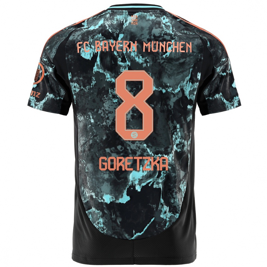 Kinder Fußball Leon Goretzka #8 Schwarz Auswärtstrikot Trikot 2024/25 T-Shirt Luxemburg