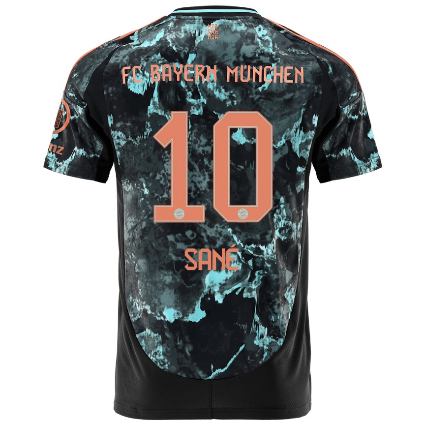 Kinder Fußball Leroy Sane #10 Schwarz Auswärtstrikot Trikot 2024/25 T-Shirt Luxemburg