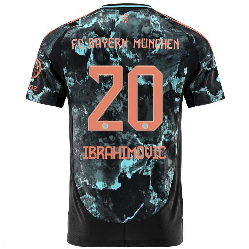 Kinder Fußball Arijon Ibrahimovic #20 Schwarz Auswärtstrikot Trikot 2024/25 T-Shirt Luxemburg