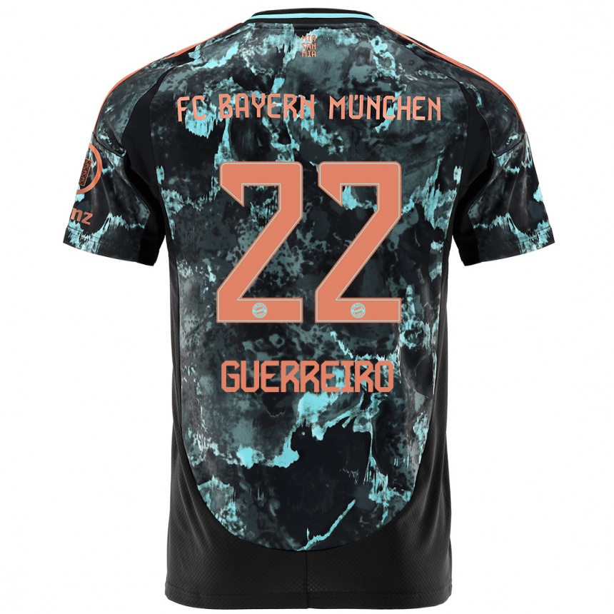 Kinder Fußball Raphael Guerreiro #22 Schwarz Auswärtstrikot Trikot 2024/25 T-Shirt Luxemburg