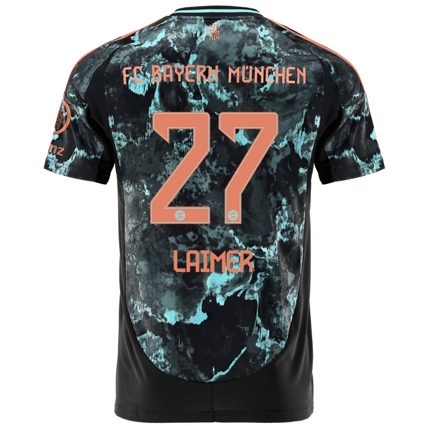 Kinder Fußball Konrad Laimer #27 Schwarz Auswärtstrikot Trikot 2024/25 T-Shirt Luxemburg