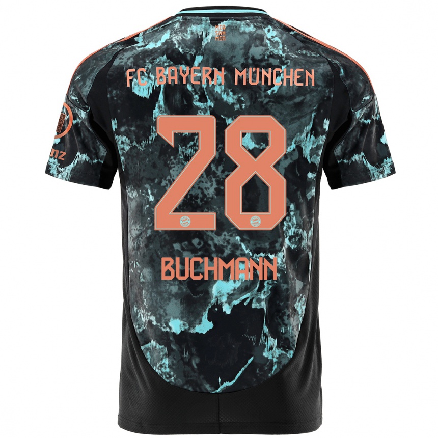 Kinder Fußball Tarek Buchmann #28 Schwarz Auswärtstrikot Trikot 2024/25 T-Shirt Luxemburg