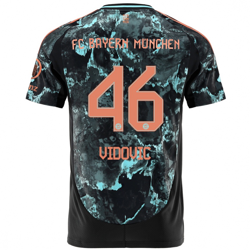 Kinder Fußball Gabriel Vidovic #46 Schwarz Auswärtstrikot Trikot 2024/25 T-Shirt Luxemburg