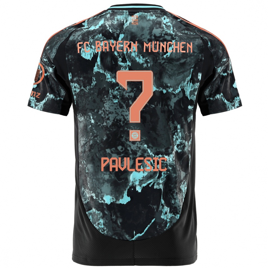 Kinder Fußball Anthony Pavlesic #0 Schwarz Auswärtstrikot Trikot 2024/25 T-Shirt Luxemburg