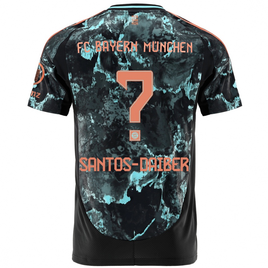 Kinder Fußball David Santos-Daiber #0 Schwarz Auswärtstrikot Trikot 2024/25 T-Shirt Luxemburg