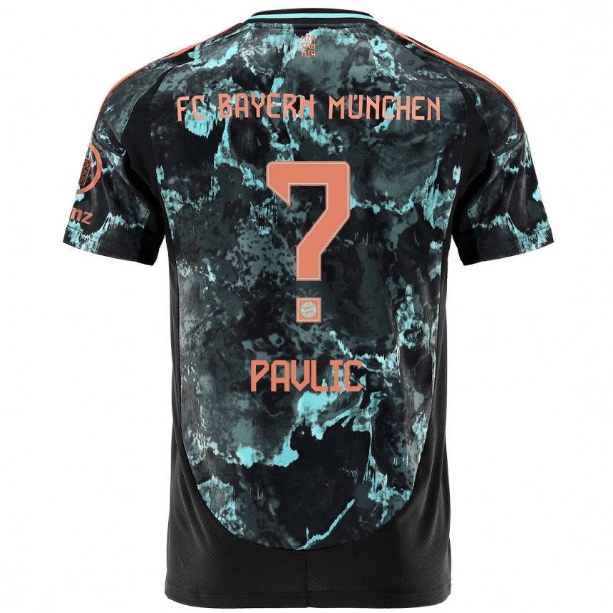 Kinder Fußball Raphael Pavlic #0 Schwarz Auswärtstrikot Trikot 2024/25 T-Shirt Luxemburg