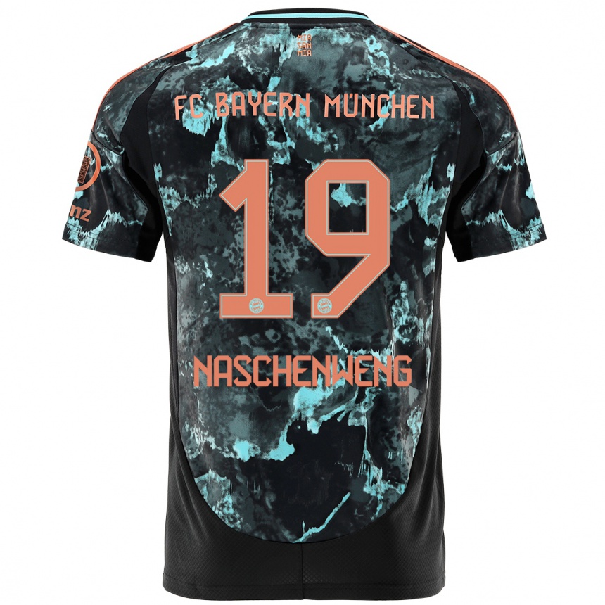 Kinder Fußball Katharina Naschenweng #19 Schwarz Auswärtstrikot Trikot 2024/25 T-Shirt Luxemburg