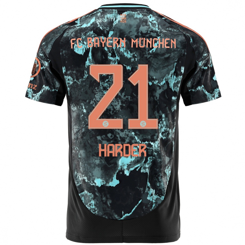 Kinder Fußball Pernille Harder #21 Schwarz Auswärtstrikot Trikot 2024/25 T-Shirt Luxemburg