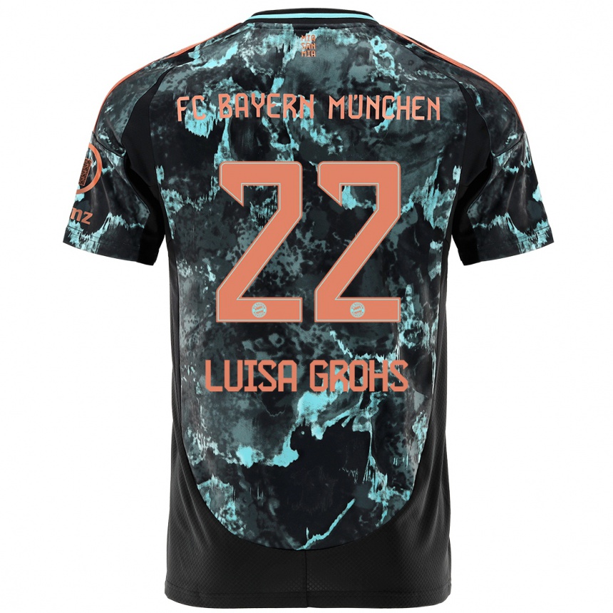 Kinder Fußball Maria Luisa Grohs #22 Schwarz Auswärtstrikot Trikot 2024/25 T-Shirt Luxemburg