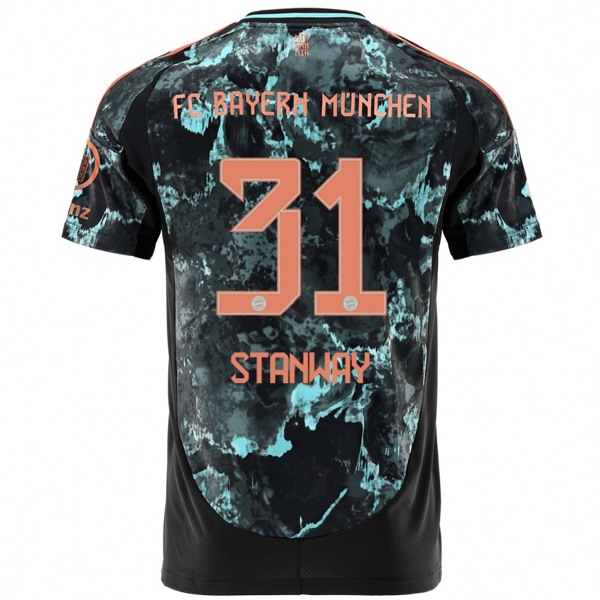 Kinder Fußball Georgia Stanway #31 Schwarz Auswärtstrikot Trikot 2024/25 T-Shirt Luxemburg