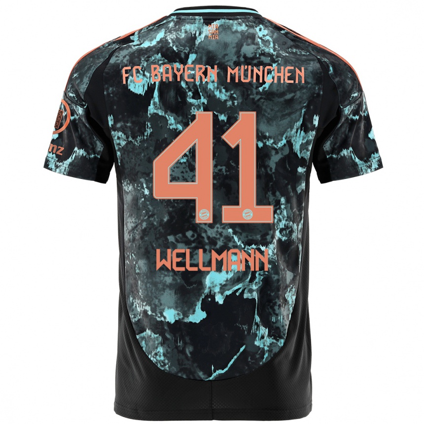 Kinder Fußball Anna Wellmann #41 Schwarz Auswärtstrikot Trikot 2024/25 T-Shirt Luxemburg