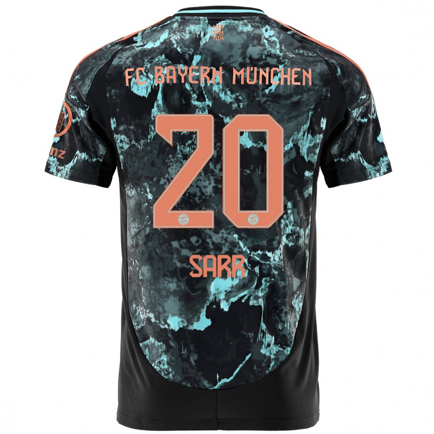 Kinder Fußball Bouna Sarr #20 Schwarz Auswärtstrikot Trikot 2024/25 T-Shirt Luxemburg