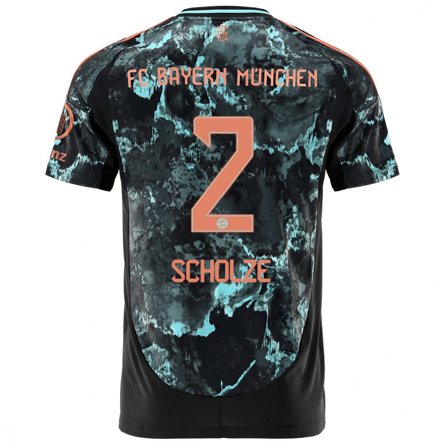 Kinder Fußball Max Scholze #2 Schwarz Auswärtstrikot Trikot 2024/25 T-Shirt Luxemburg