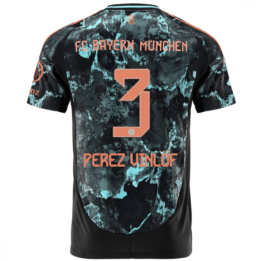 Kinder Fußball Matteo Perez Vinlöf #3 Schwarz Auswärtstrikot Trikot 2024/25 T-Shirt Luxemburg