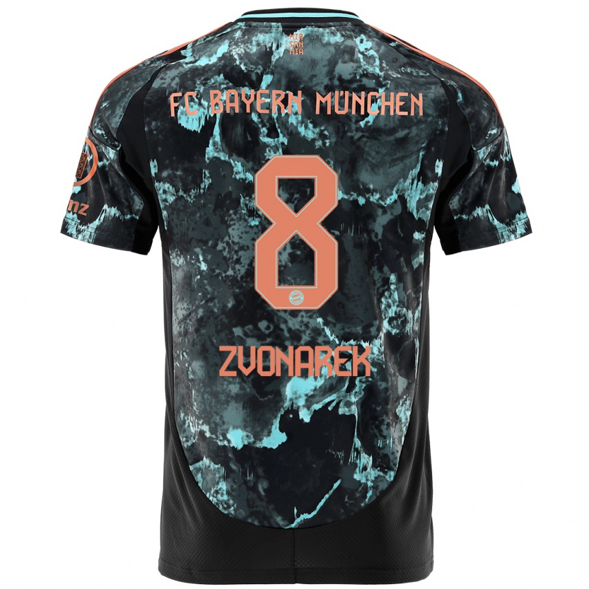 Kinder Fußball Lovro Zvonarek #8 Schwarz Auswärtstrikot Trikot 2024/25 T-Shirt Luxemburg