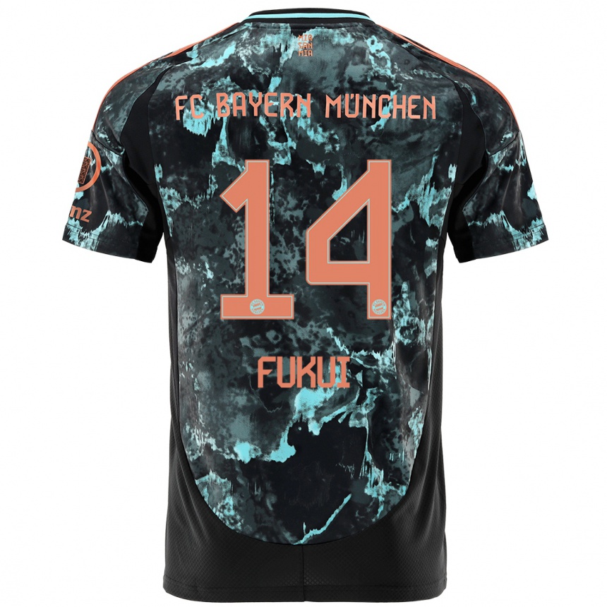 Kinder Fußball Taichi Fukui #14 Schwarz Auswärtstrikot Trikot 2024/25 T-Shirt Luxemburg