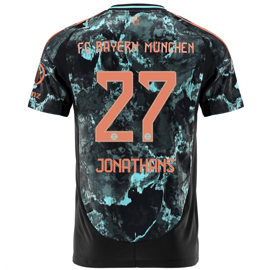 Kinder Fußball David Jonathans #27 Schwarz Auswärtstrikot Trikot 2024/25 T-Shirt Luxemburg