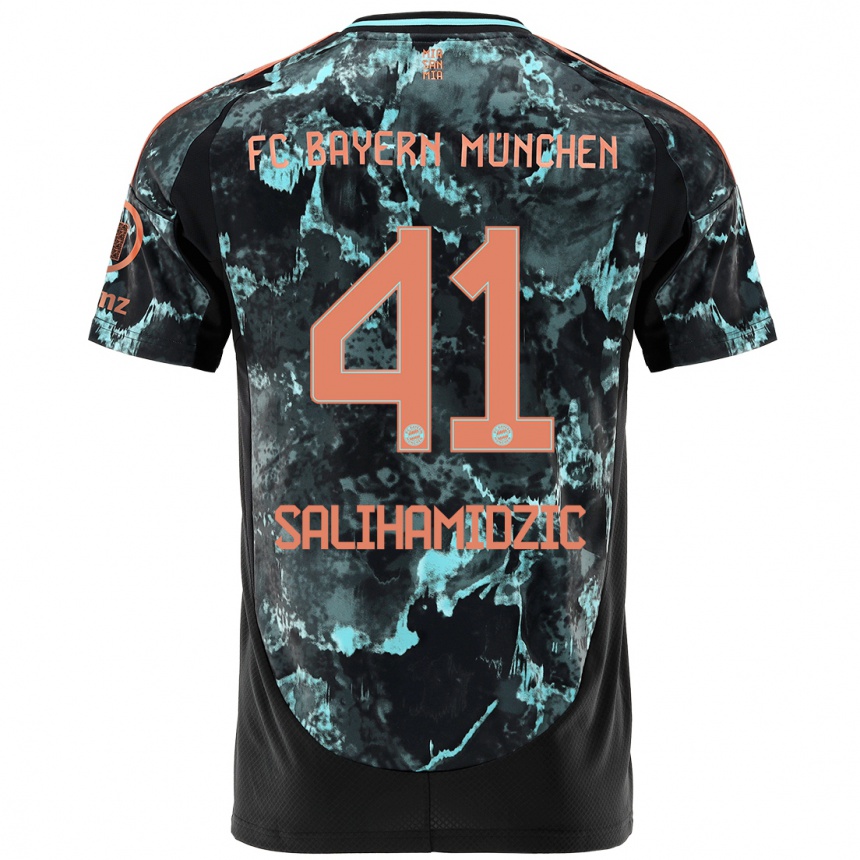 Kinder Fußball Nick Salihamidzic #41 Schwarz Auswärtstrikot Trikot 2024/25 T-Shirt Luxemburg