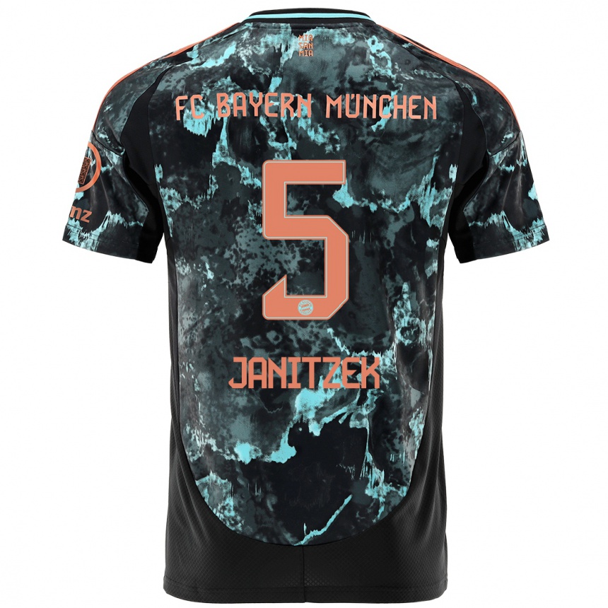 Kinder Fußball Justin Janitzek #5 Schwarz Auswärtstrikot Trikot 2024/25 T-Shirt Luxemburg