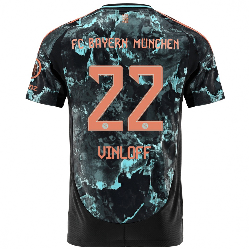 Kinder Fußball Matteo Vinloff #22 Schwarz Auswärtstrikot Trikot 2024/25 T-Shirt Luxemburg