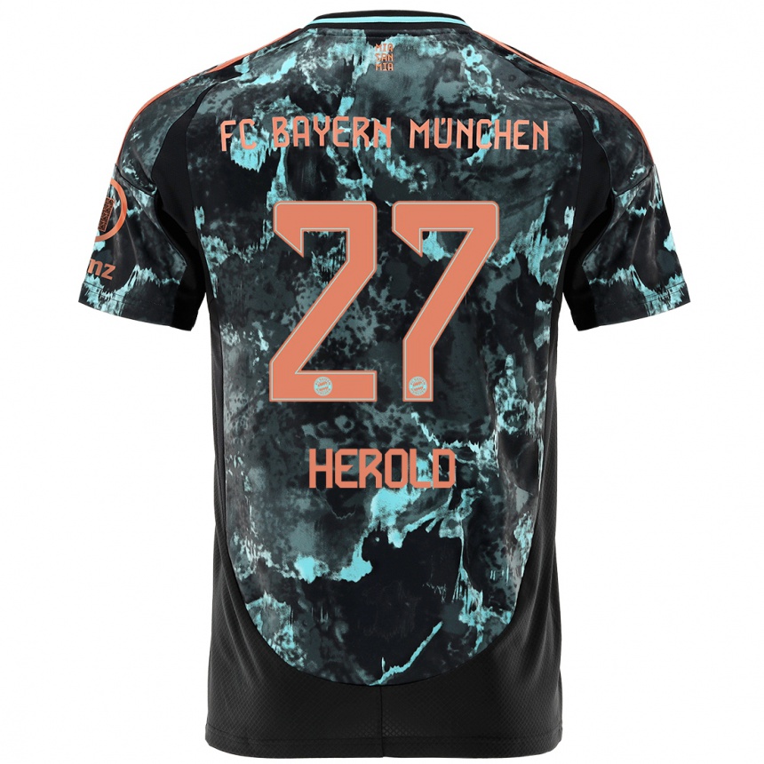 Kinder Fußball David Herold #27 Schwarz Auswärtstrikot Trikot 2024/25 T-Shirt Luxemburg