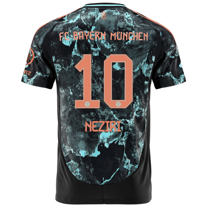 Kinder Fußball Behar Neziri #10 Schwarz Auswärtstrikot Trikot 2024/25 T-Shirt Luxemburg