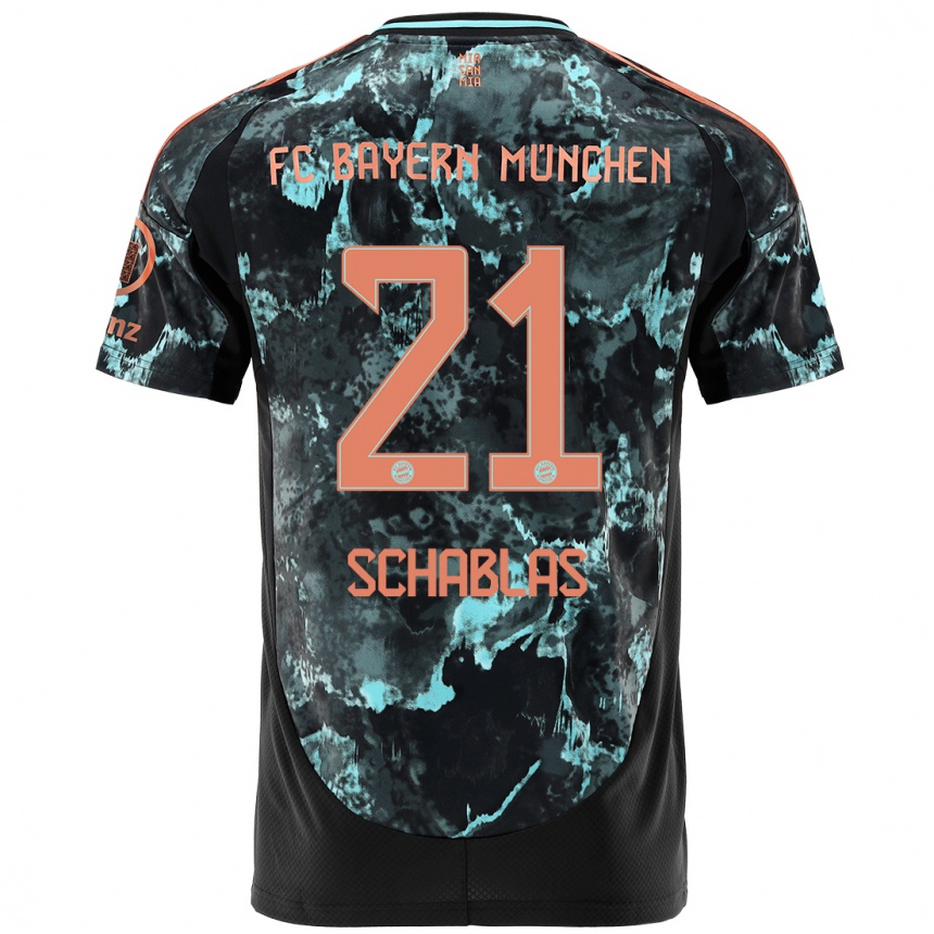 Kinder Fußball Matteo Schablas #21 Schwarz Auswärtstrikot Trikot 2024/25 T-Shirt Luxemburg