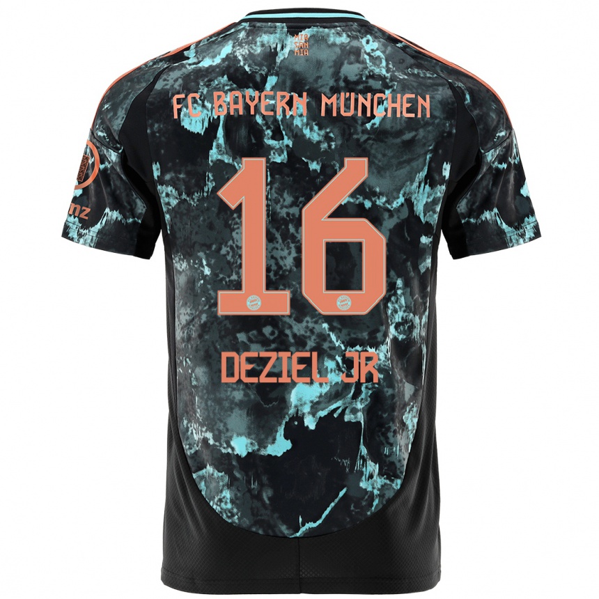 Kinder Fußball Robert Deziel Jr #16 Schwarz Auswärtstrikot Trikot 2024/25 T-Shirt Luxemburg