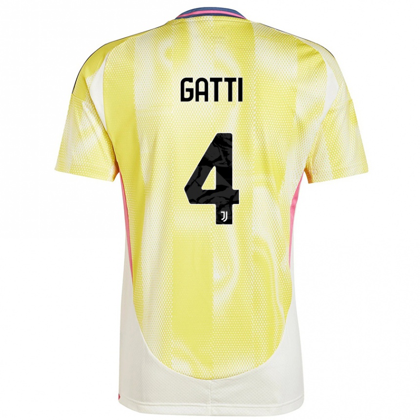 Kinder Fußball Federico Gatti #4 Solargelb Auswärtstrikot Trikot 2024/25 T-Shirt Luxemburg