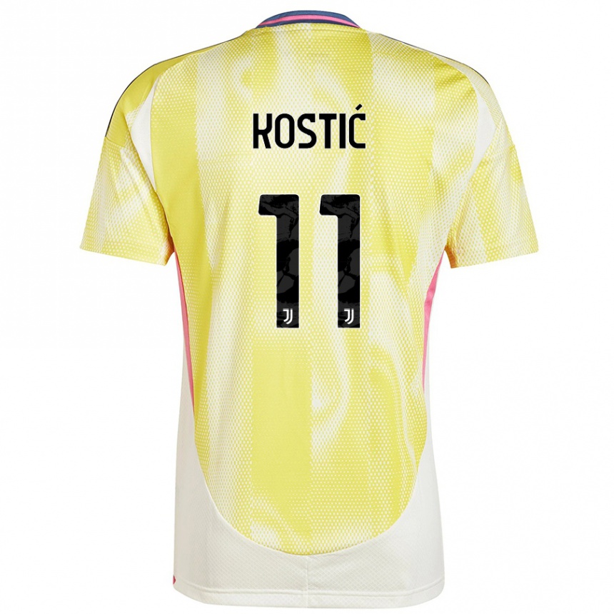 Kinder Fußball Filip Kostic #11 Solargelb Auswärtstrikot Trikot 2024/25 T-Shirt Luxemburg