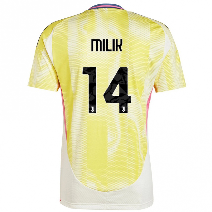 Kinder Fußball Arkadiusz Milik #14 Solargelb Auswärtstrikot Trikot 2024/25 T-Shirt Luxemburg