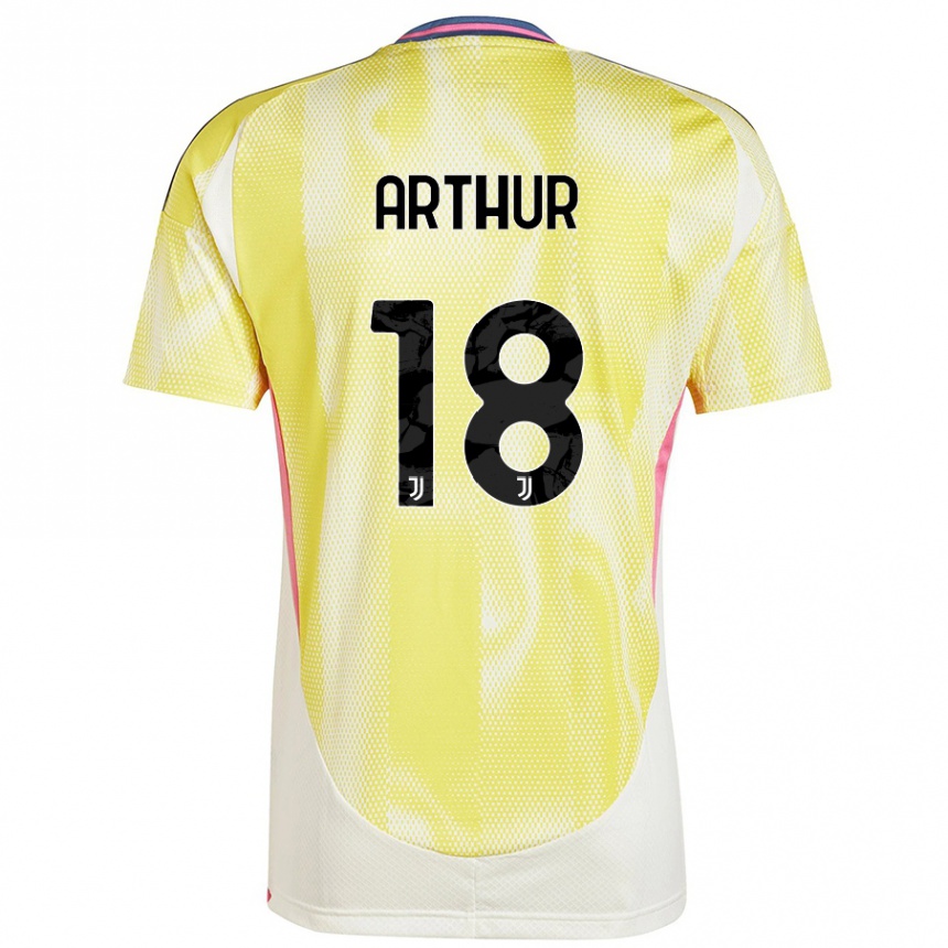 Kinder Fußball Arthur Melo #18 Solargelb Auswärtstrikot Trikot 2024/25 T-Shirt Luxemburg