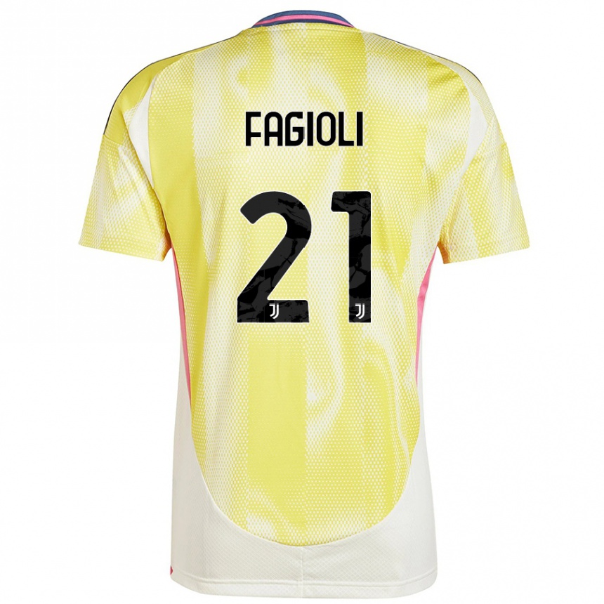 Kinder Fußball Nicolo Fagioli #21 Solargelb Auswärtstrikot Trikot 2024/25 T-Shirt Luxemburg