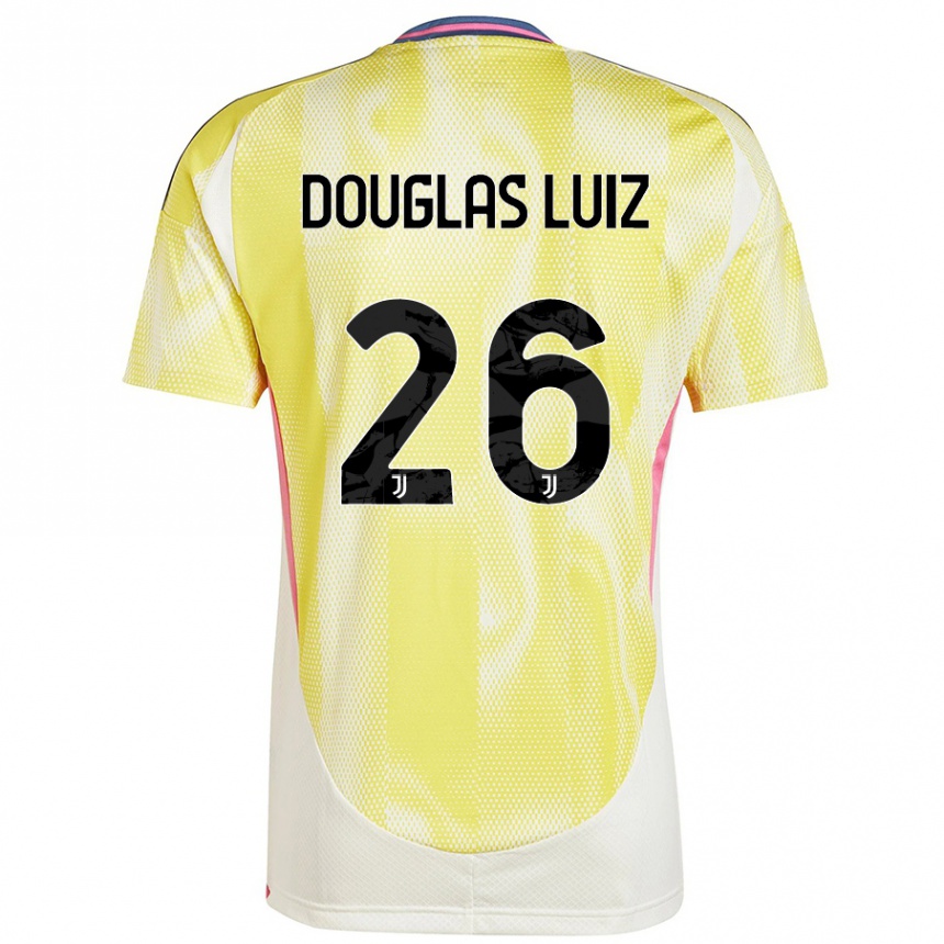 Kinder Fußball Douglas Luiz #26 Solargelb Auswärtstrikot Trikot 2024/25 T-Shirt Luxemburg