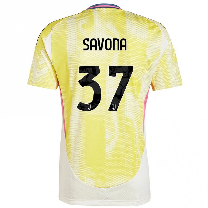 Kinder Fußball Nicolo Savona #37 Solargelb Auswärtstrikot Trikot 2024/25 T-Shirt Luxemburg