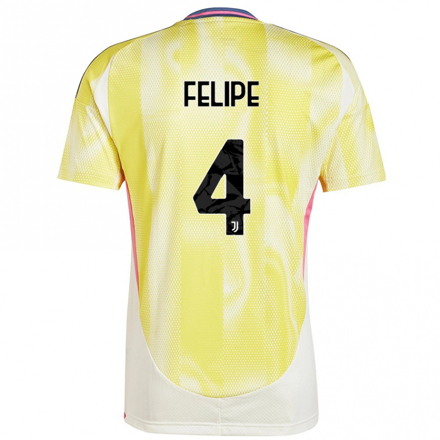 Kinder Fußball Pedro Felipe #4 Solargelb Auswärtstrikot Trikot 2024/25 T-Shirt Luxemburg