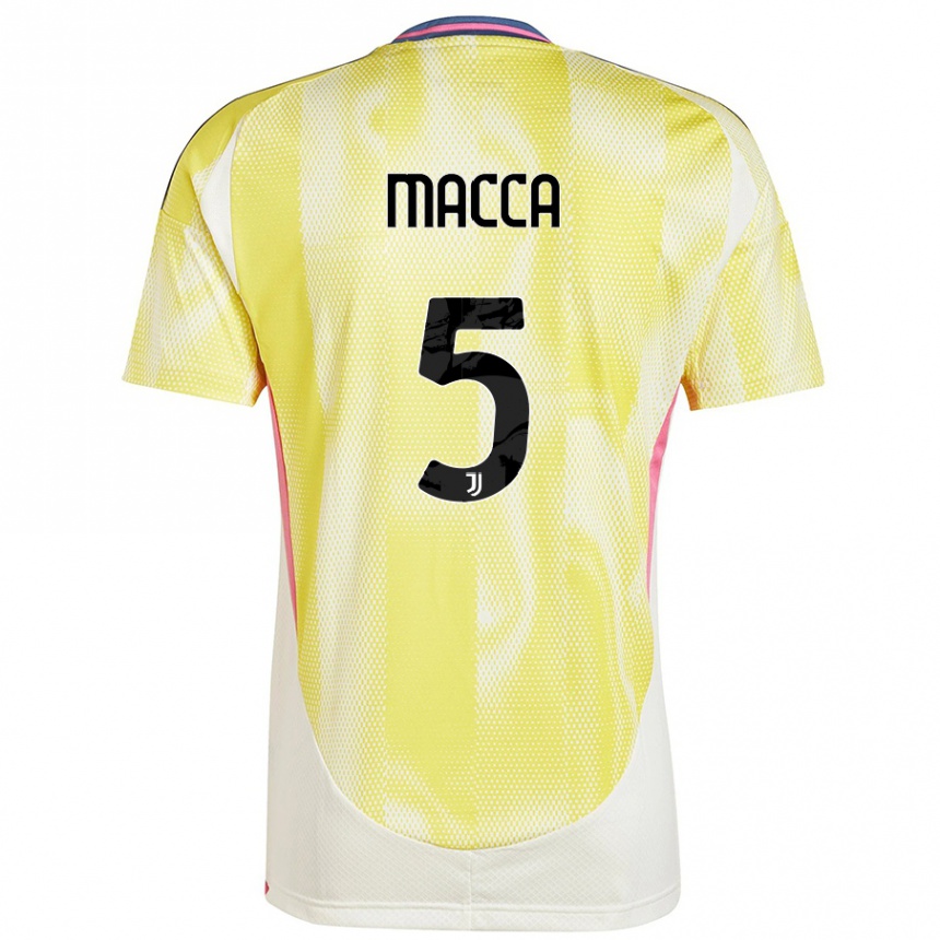 Kinder Fußball Federico Macca #5 Solargelb Auswärtstrikot Trikot 2024/25 T-Shirt Luxemburg