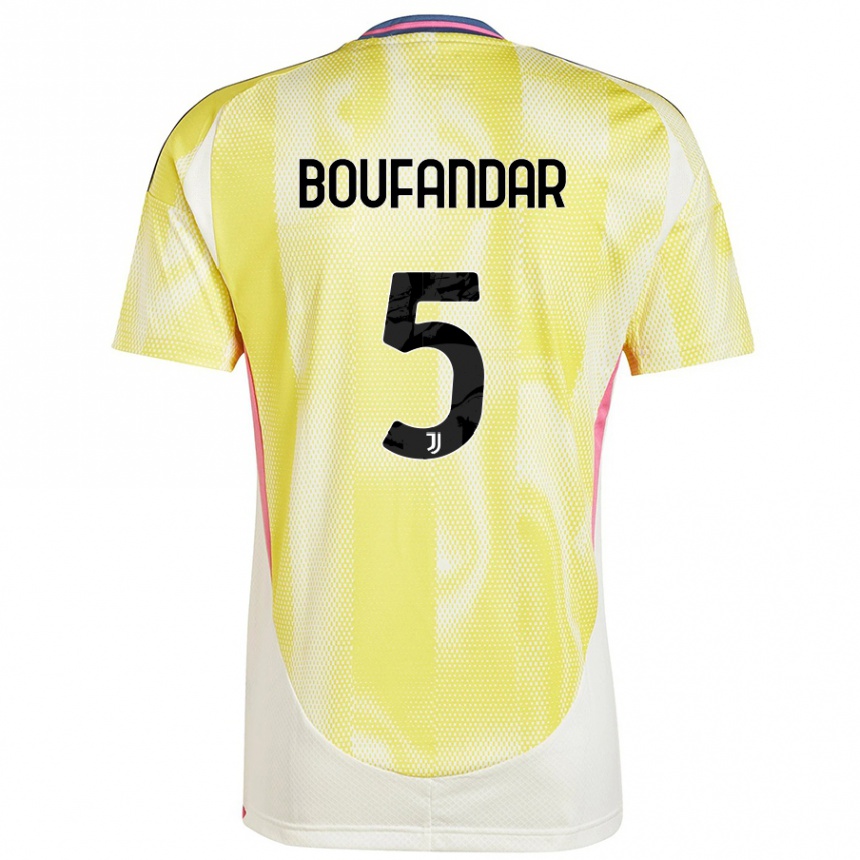 Kinder Fußball Adam Boufandar #5 Solargelb Auswärtstrikot Trikot 2024/25 T-Shirt Luxemburg