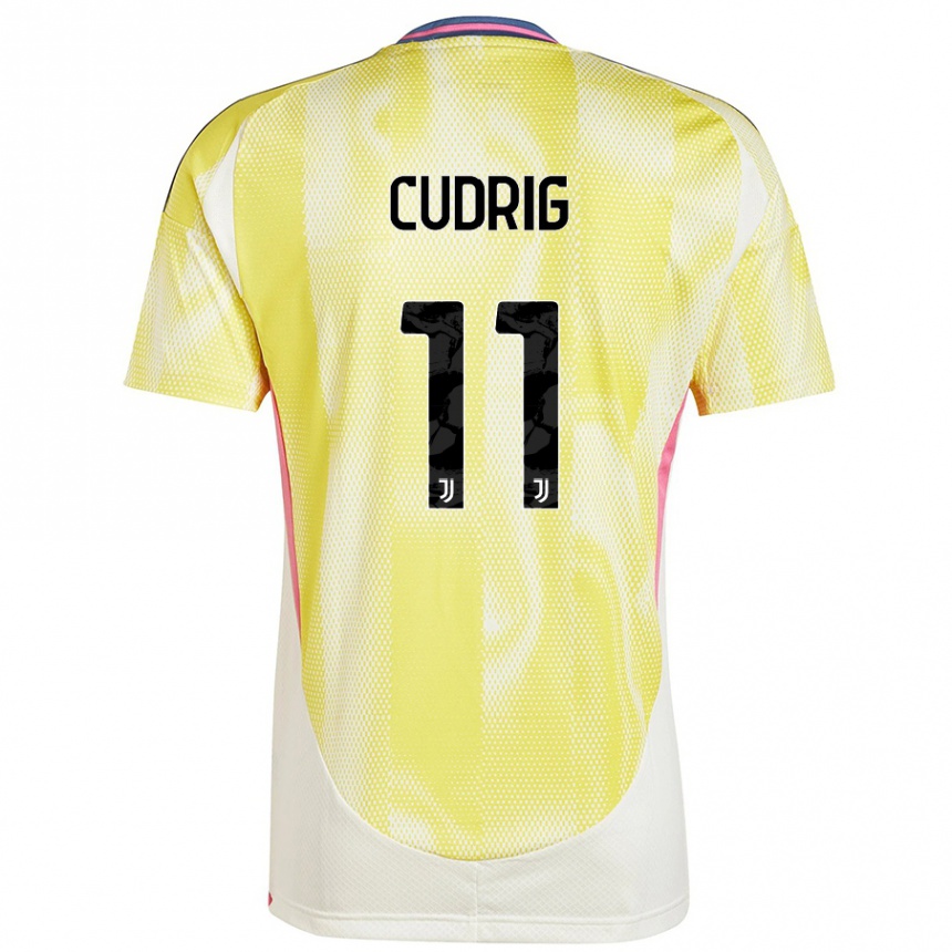 Kinder Fußball Nicolò Cudrig #11 Solargelb Auswärtstrikot Trikot 2024/25 T-Shirt Luxemburg